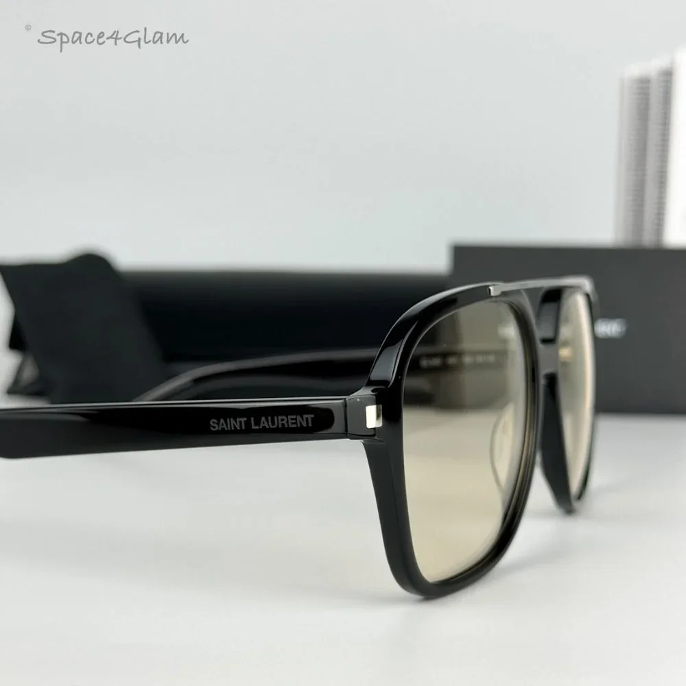 Saint Laurent Men Sunglasses Black Light Yellow Pilot SL545 001 BRAND NEW